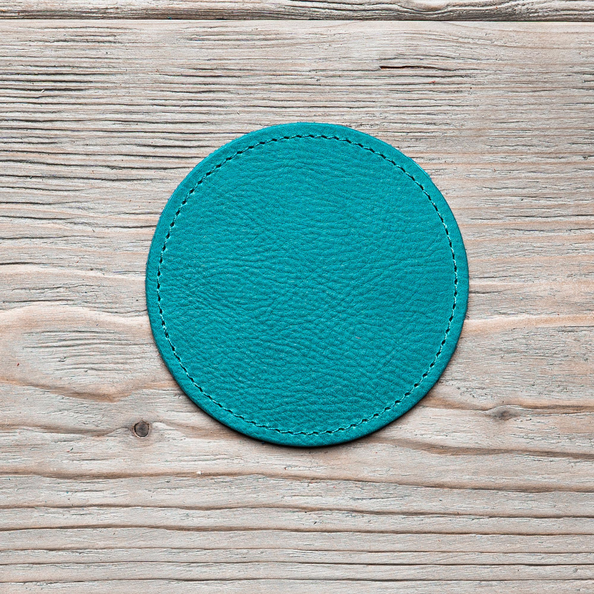 Produktbild Glasuntersetzer Leder rund blau